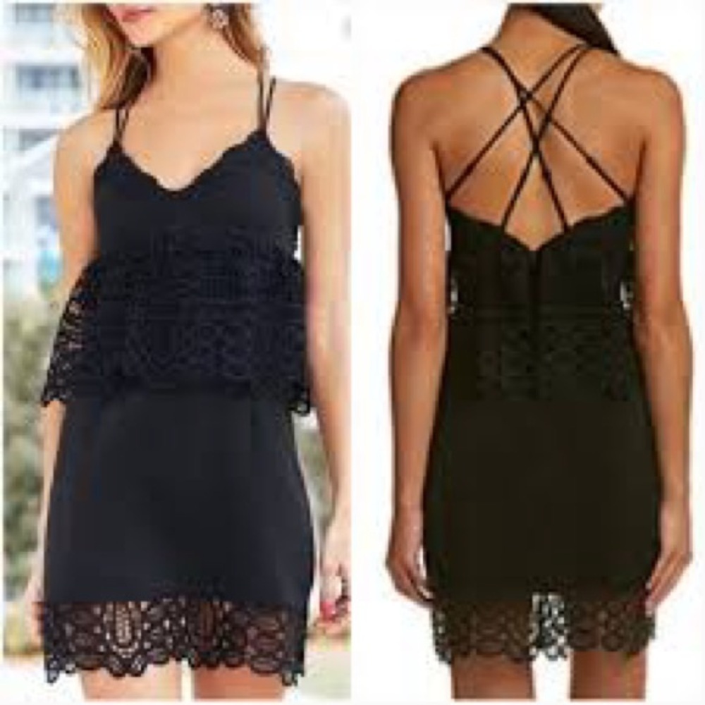 Gianni Bini Elegant Black Lace Peplum Dress US 4